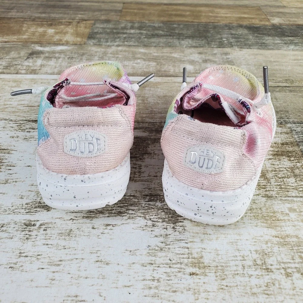 Hey Dude Wendy Sparkle Star Toddler Shoes Sz 8 Silver Multicolor Round Toe